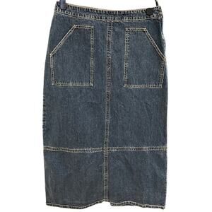 GLORIA VANDERBILT Denim Vintage Cottage Prairie Utility Midi Skirt Women's 10